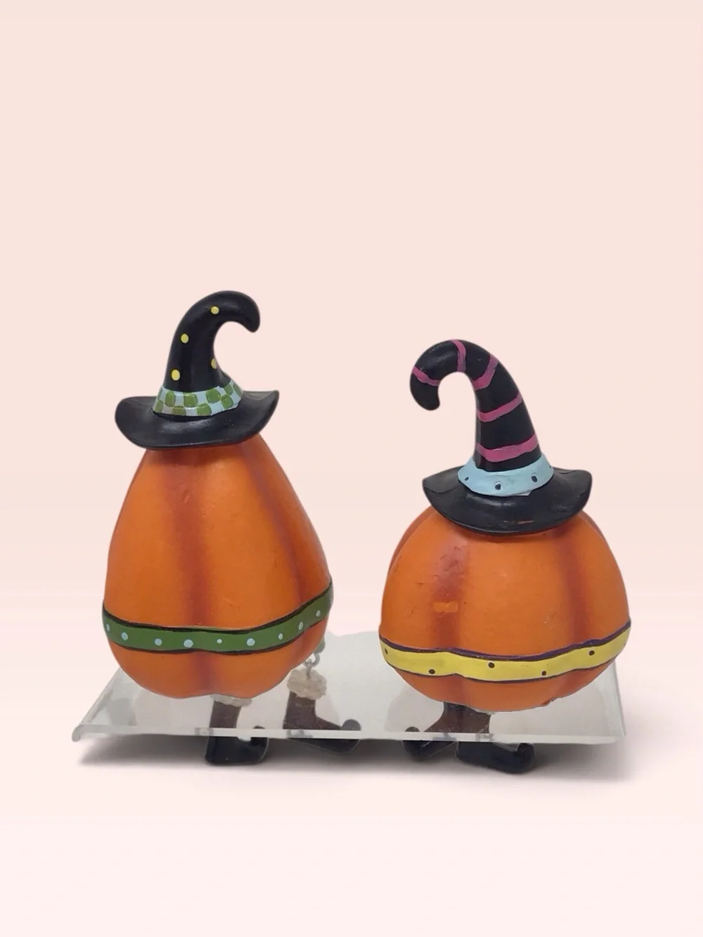 Anthropomorphic Set of Halloween Pumpkin  Shelf Sitters  Witches Jack-o'-Lantern